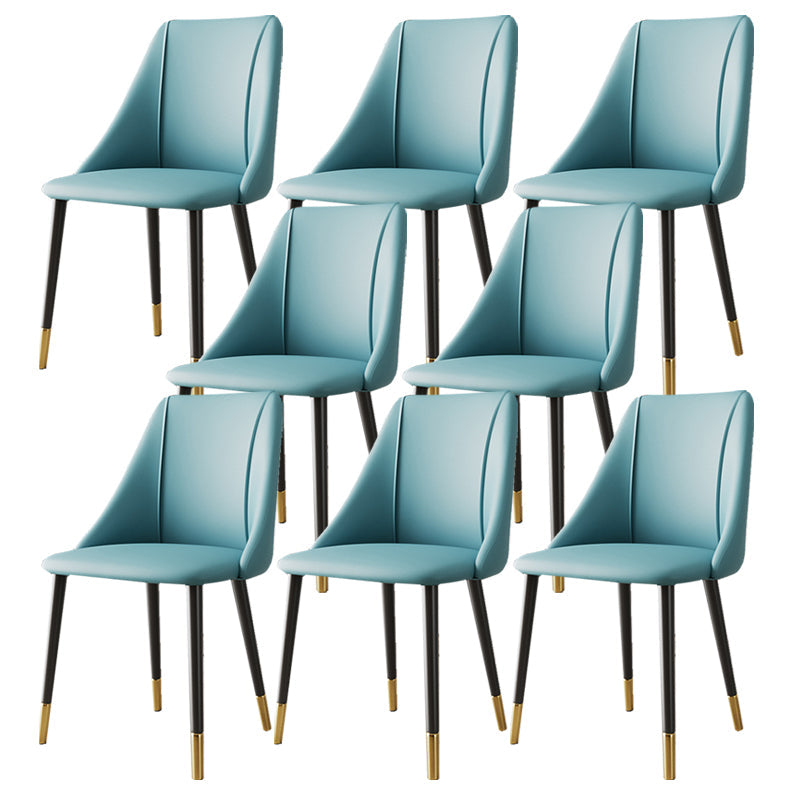 Glam Upholstered Dining Side Chair Faux Leather and Metal Dining Chair Blue 8 Piece Set Clearhalo 'Dining Chairs' 'Dining Tables & Seating' 'dining_chair' 'furn' 'furn_dining_chair' 'Furniture' 'Kitchen & Dining Furniture' 6104051