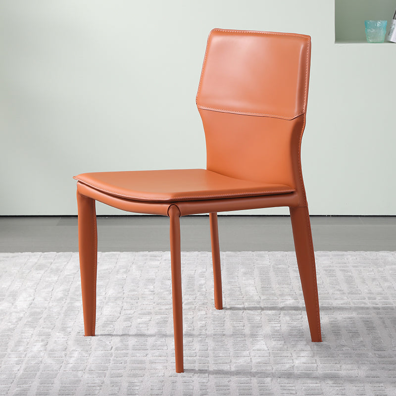 Designer Style Armless Chair Leather Upholstered Indoor Chair for Restaurant Orange 1 Piece Clearhalo 'Dining Chairs' 'Dining Tables & Seating' 'dining_chair' 'furn' 'furn_dining_chair' 'Furniture' 'Kitchen & Dining Furniture' 6104053