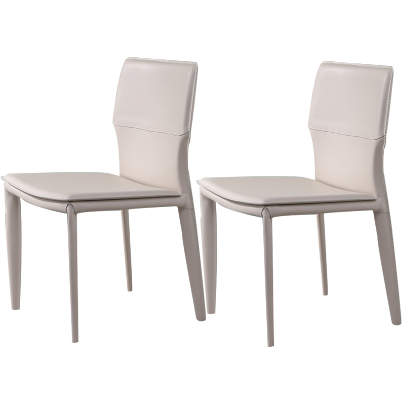 Designer Style Armless Chair Leather Upholstered Indoor Chair for Restaurant White 2 Piece Set Clearhalo 'Dining Chairs' 'Dining Tables & Seating' 'dining_chair' 'furn' 'furn_dining_chair' 'Furniture' 'Kitchen & Dining Furniture' 6104054