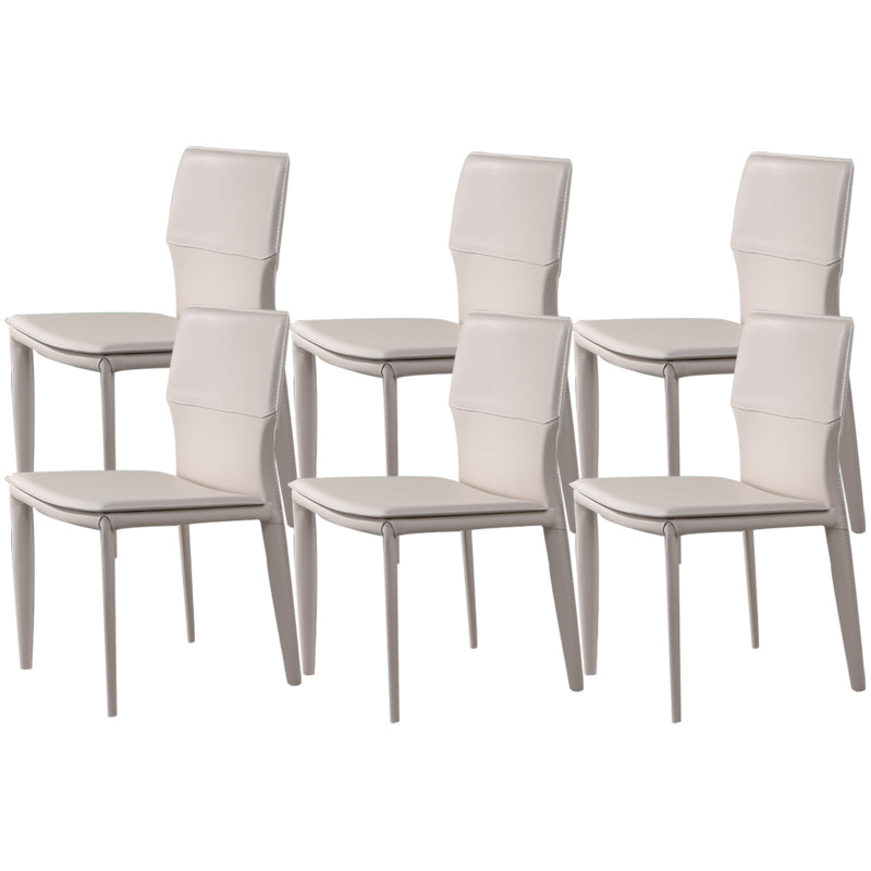 Designer Style Armless Chair Leather Upholstered Indoor Chair for Restaurant White 6 Piece Set Clearhalo 'Dining Chairs' 'Dining Tables & Seating' 'dining_chair' 'furn' 'furn_dining_chair' 'Furniture' 'Kitchen & Dining Furniture' 6104059