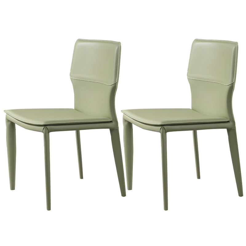 Designer Style Armless Chair Leather Upholstered Indoor Chair for Restaurant Green 2 Piece Set Clearhalo 'Dining Chairs' 'Dining Tables & Seating' 'dining_chair' 'furn' 'furn_dining_chair' 'Furniture' 'Kitchen & Dining Furniture' 6104073