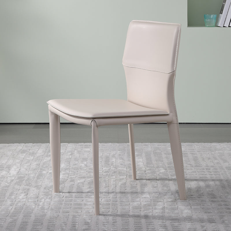 Designer Style Armless Chair Leather Upholstered Indoor Chair for Restaurant White 1 Piece Clearhalo 'Dining Chairs' 'Dining Tables & Seating' 'dining_chair' 'furn' 'furn_dining_chair' 'Furniture' 'Kitchen & Dining Furniture' 6104074