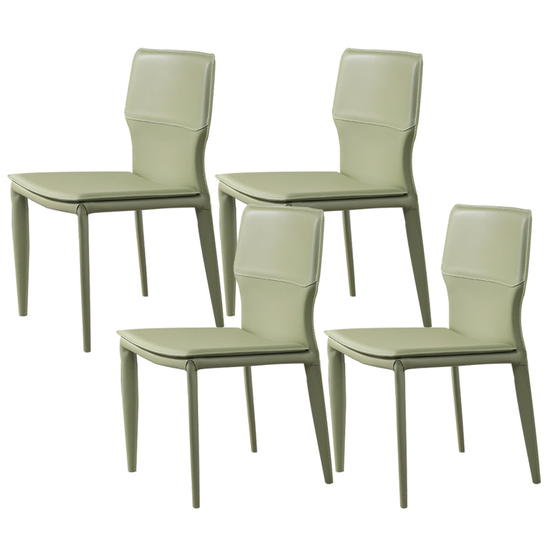 Designer Style Armless Chair Leather Upholstered Indoor Chair for Restaurant Green 4 Piece Set Clearhalo 'Dining Chairs' 'Dining Tables & Seating' 'dining_chair' 'furn' 'furn_dining_chair' 'Furniture' 'Kitchen & Dining Furniture' 6104075