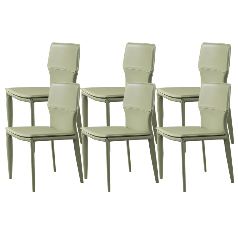 Designer Style Armless Chair Leather Upholstered Indoor Chair for Restaurant Green 6 Piece Set Clearhalo 'Dining Chairs' 'Dining Tables & Seating' 'dining_chair' 'furn' 'furn_dining_chair' 'Furniture' 'Kitchen & Dining Furniture' 6104076
