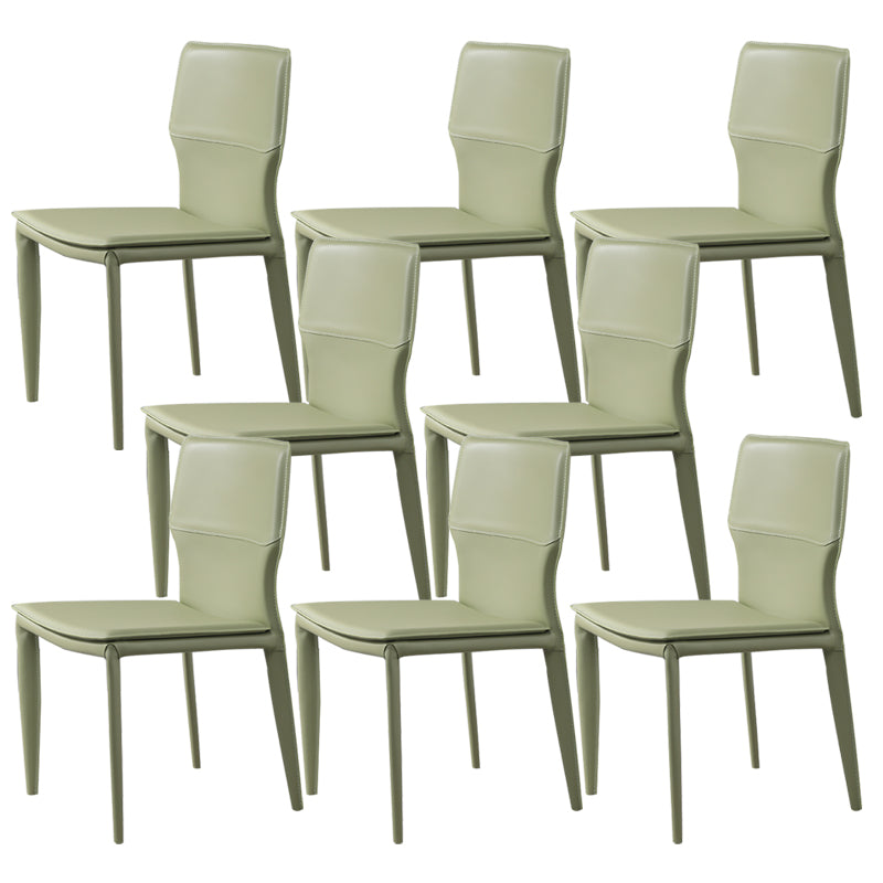 Designer Style Armless Chair Leather Upholstered Indoor Chair for Restaurant Green 8 Piece Set Clearhalo 'Dining Chairs' 'Dining Tables & Seating' 'dining_chair' 'furn' 'furn_dining_chair' 'Furniture' 'Kitchen & Dining Furniture' 6104078