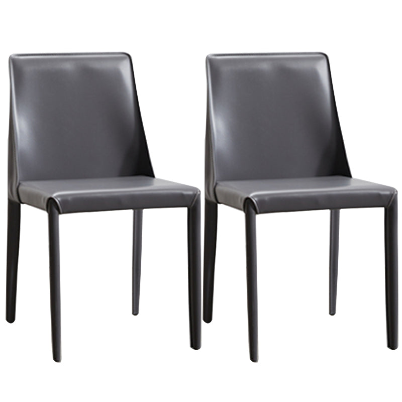 Contemporary Dining Room Chair Faux Leather Dining Chair for Home Grey 2 Piece Set Clearhalo 'Dining Chairs' 'Dining Tables & Seating' 'dining_chair' 'furn' 'furn_dining_chair' 'Furniture' 'Kitchen & Dining Furniture' 6104089