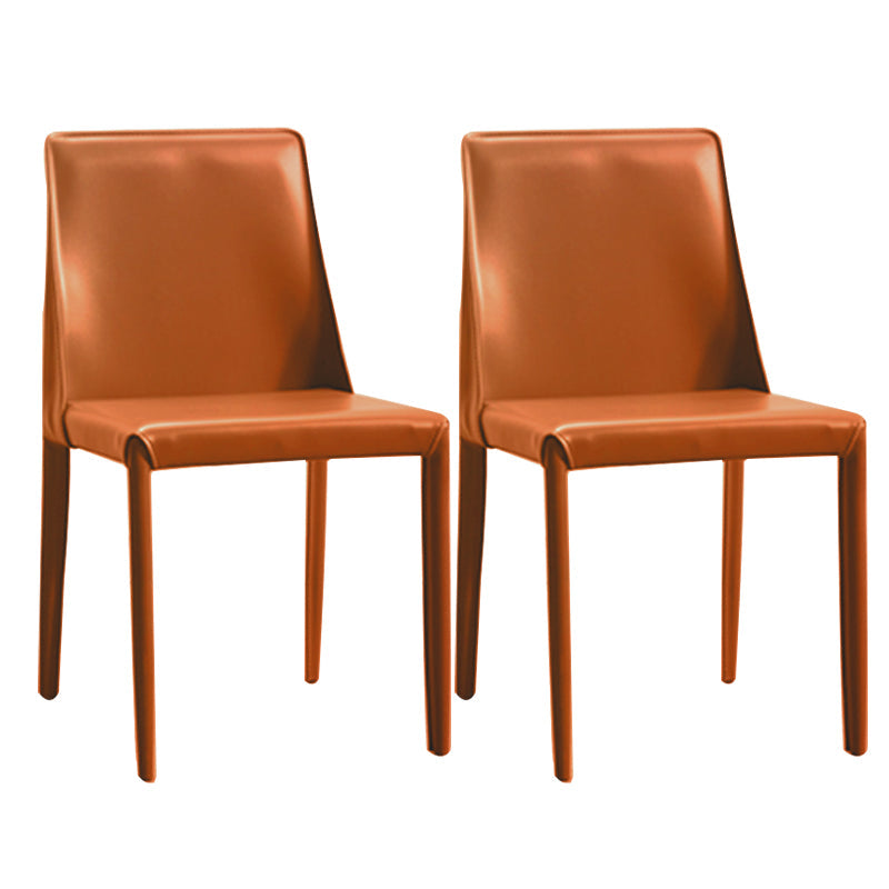 Contemporary Dining Room Chair Faux Leather Dining Chair for Home Orange 2 Piece Set Clearhalo 'Dining Chairs' 'Dining Tables & Seating' 'dining_chair' 'furn' 'furn_dining_chair' 'Furniture' 'Kitchen & Dining Furniture' 6104096