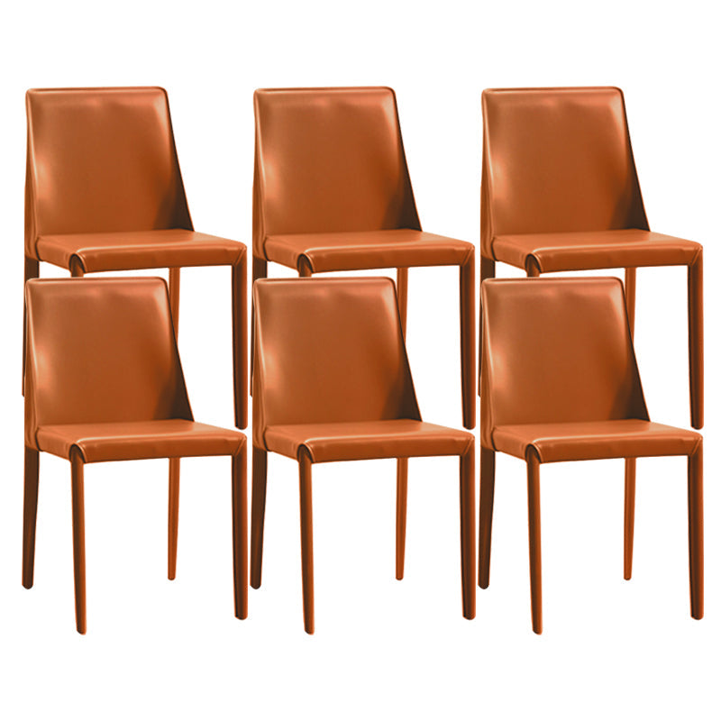 Contemporary Dining Room Chair Faux Leather Dining Chair for Home Orange 6 Piece Set Clearhalo 'Dining Chairs' 'Dining Tables & Seating' 'dining_chair' 'furn' 'furn_dining_chair' 'Furniture' 'Kitchen & Dining Furniture' 6104100
