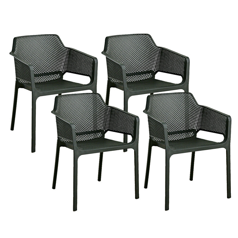 Designer Style Arm Chair Plastic Cross Back Side Chair for Restaurant Black 4 Piece Set Clearhalo 'Dining Chairs' 'Dining Tables & Seating' 'dining_chair' 'furn' 'furn_dining_chair' 'Furniture' 'Kitchen & Dining Furniture' 6104109