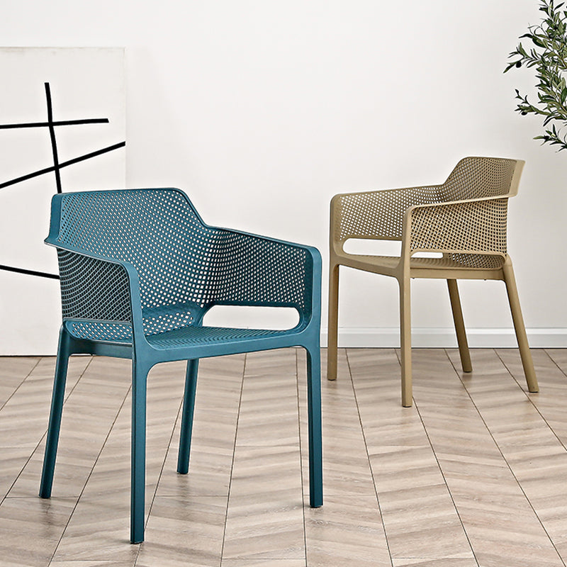 Designer Style Arm Chair Plastic Cross Back Side Chair for Restaurant Clearhalo 'Dining Chairs' 'Dining Tables & Seating' 'dining_chair' 'furn' 'furn_dining_chair' 'Furniture' 'Kitchen & Dining Furniture' 6104111