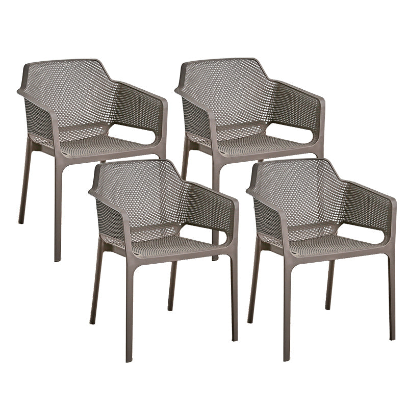 Designer Style Arm Chair Plastic Cross Back Side Chair for Restaurant Grey 4 Piece Set Clearhalo 'Dining Chairs' 'Dining Tables & Seating' 'dining_chair' 'furn' 'furn_dining_chair' 'Furniture' 'Kitchen & Dining Furniture' 6104113