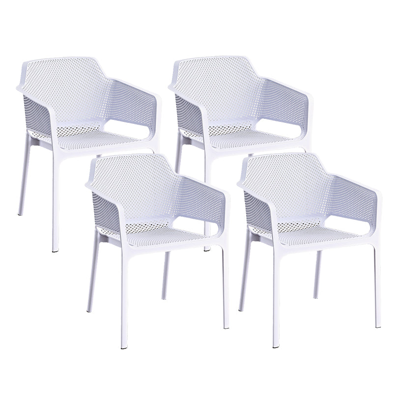 Designer Style Arm Chair Plastic Cross Back Side Chair for Restaurant White 4 Piece Set Clearhalo 'Dining Chairs' 'Dining Tables & Seating' 'dining_chair' 'furn' 'furn_dining_chair' 'Furniture' 'Kitchen & Dining Furniture' 6104116