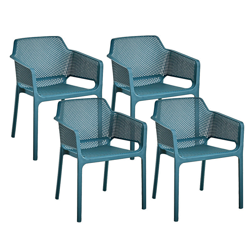 Designer Style Arm Chair Plastic Cross Back Side Chair for Restaurant Blue 4 Piece Set Clearhalo 'Dining Chairs' 'Dining Tables & Seating' 'dining_chair' 'furn' 'furn_dining_chair' 'Furniture' 'Kitchen & Dining Furniture' 6104125