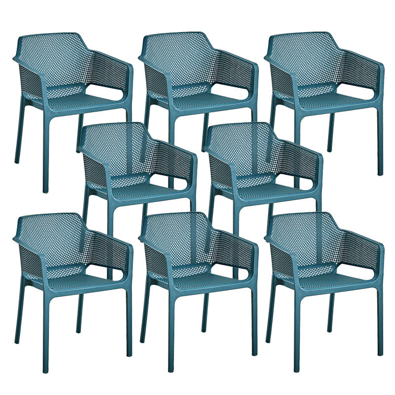 Designer Style Arm Chair Plastic Cross Back Side Chair for Restaurant Blue 8 Piece Set Clearhalo 'Dining Chairs' 'Dining Tables & Seating' 'dining_chair' 'furn' 'furn_dining_chair' 'Furniture' 'Kitchen & Dining Furniture' 6104126