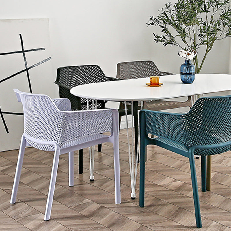 Designer Style Arm Chair Plastic Cross Back Side Chair for Restaurant Clearhalo 'Dining Chairs' 'Dining Tables & Seating' 'dining_chair' 'furn' 'furn_dining_chair' 'Furniture' 'Kitchen & Dining Furniture' 6104128