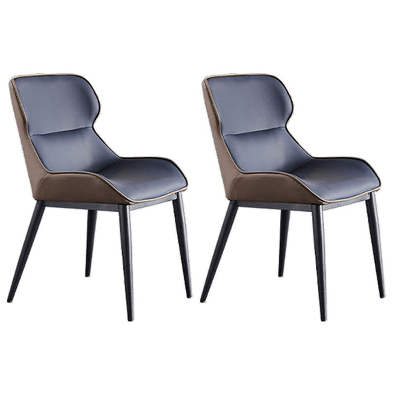 Upholstered Dining Chair Faux Leather and Metal Dining Room Chair Blue-Brown 2 Piece Set Clearhalo 'Dining Chairs' 'Dining Tables & Seating' 'dining_chair' 'furn' 'furn_dining_chair' 'Furniture' 'Kitchen & Dining Furniture' 6104135
