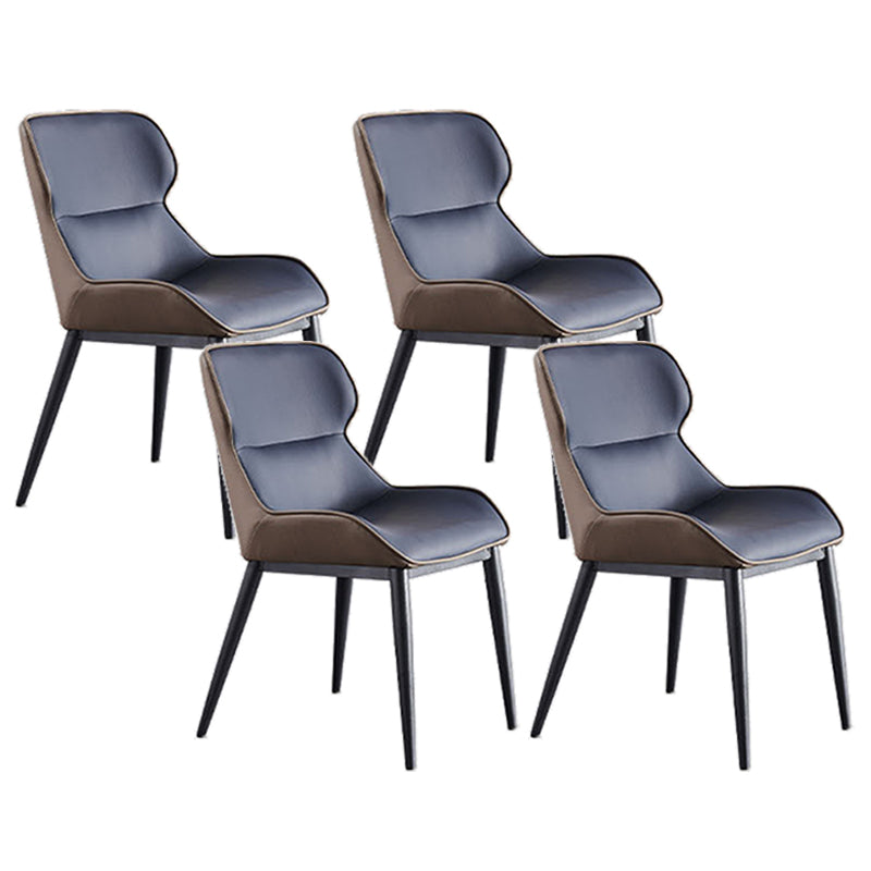 Upholstered Dining Chair Faux Leather and Metal Dining Room Chair Blue-Brown 4 Piece Set Clearhalo 'Dining Chairs' 'Dining Tables & Seating' 'dining_chair' 'furn' 'furn_dining_chair' 'Furniture' 'Kitchen & Dining Furniture' 6104136