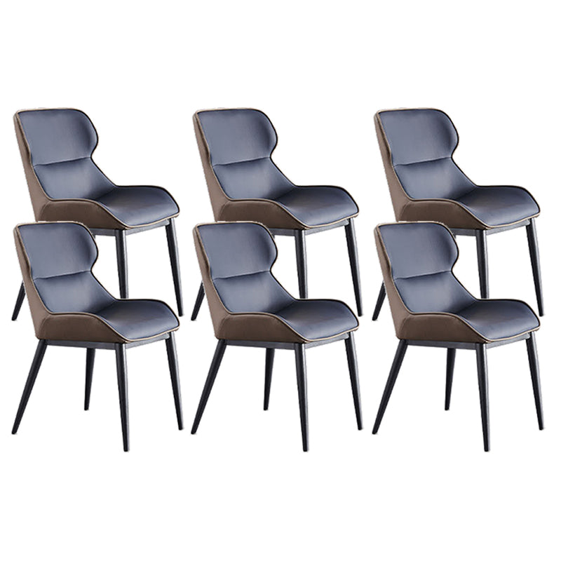 Upholstered Dining Chair Faux Leather and Metal Dining Room Chair Blue-Brown 6 Piece Set Clearhalo 'Dining Chairs' 'Dining Tables & Seating' 'dining_chair' 'furn' 'furn_dining_chair' 'Furniture' 'Kitchen & Dining Furniture' 6104139