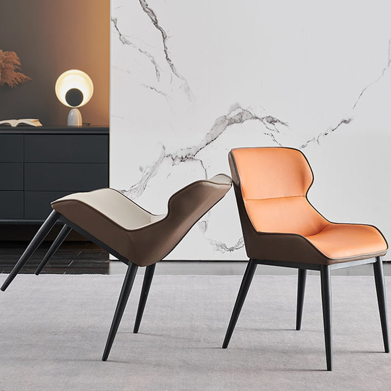 Upholstered Dining Chair Faux Leather and Metal Dining Room Chair Clearhalo 'Dining Chairs' 'Dining Tables & Seating' 'dining_chair' 'furn' 'furn_dining_chair' 'Furniture' 'Kitchen & Dining Furniture' 6104140