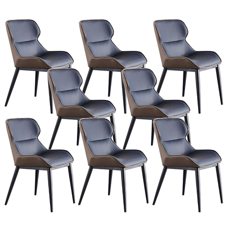 Upholstered Dining Chair Faux Leather and Metal Dining Room Chair Blue-Brown 8 Piece Set Clearhalo 'Dining Chairs' 'Dining Tables & Seating' 'dining_chair' 'furn' 'furn_dining_chair' 'Furniture' 'Kitchen & Dining Furniture' 6104141