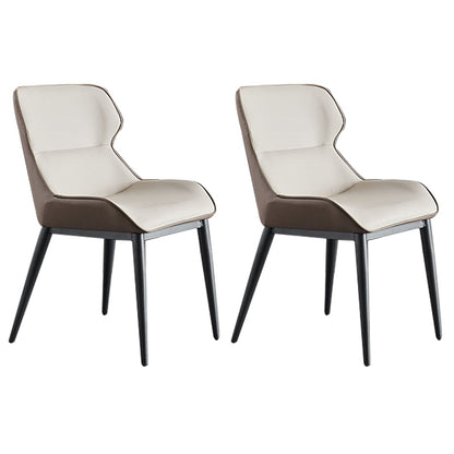 Upholstered Dining Chair Faux Leather and Metal Dining Room Chair Beige Coffee 2 Piece Set Clearhalo 'Dining Chairs' 'Dining Tables & Seating' 'dining_chair' 'furn' 'furn_dining_chair' 'Furniture' 'Kitchen & Dining Furniture' 6104143