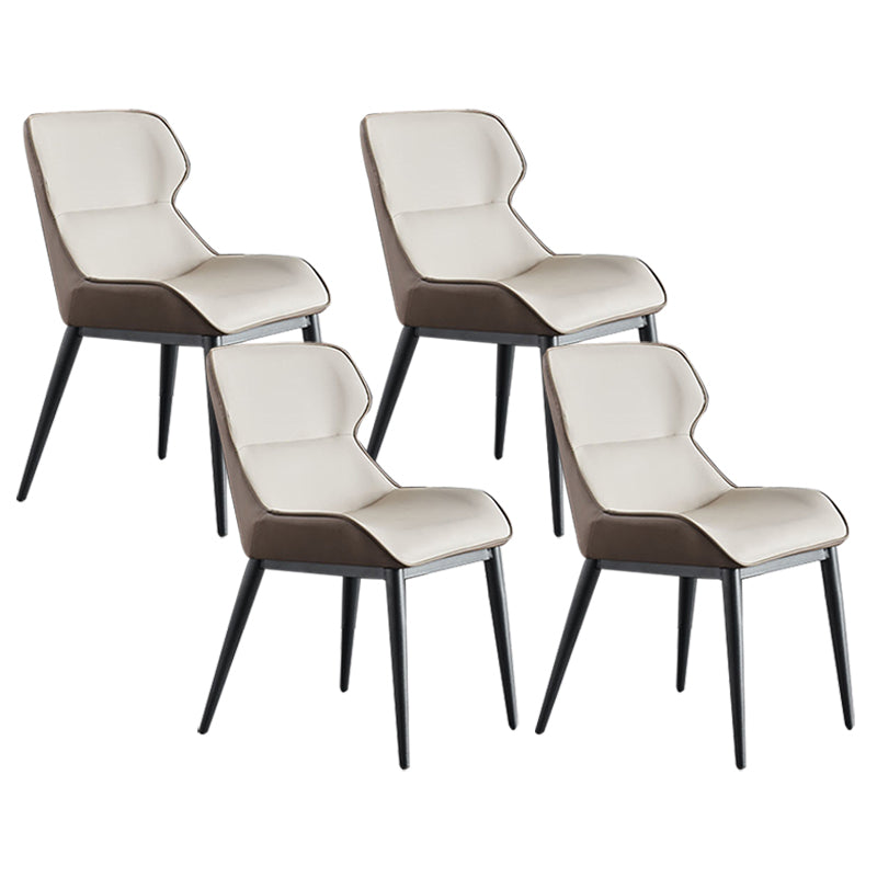 Upholstered Dining Chair Faux Leather and Metal Dining Room Chair Beige Coffee 4 Piece Set Clearhalo 'Dining Chairs' 'Dining Tables & Seating' 'dining_chair' 'furn' 'furn_dining_chair' 'Furniture' 'Kitchen & Dining Furniture' 6104145