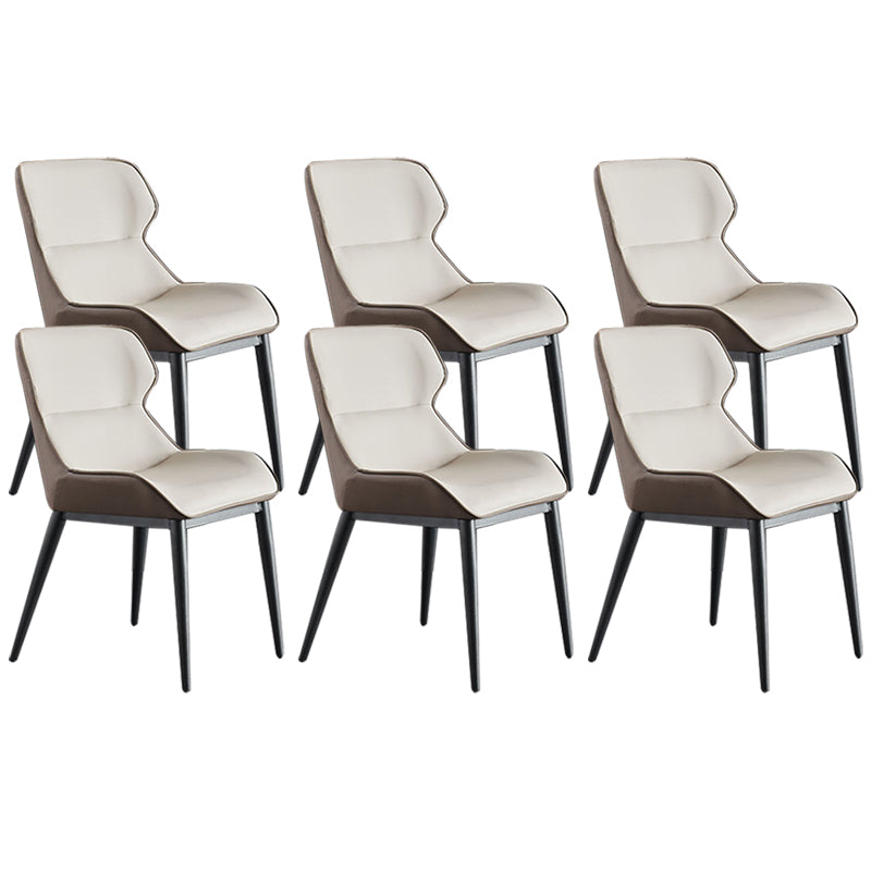 Upholstered Dining Chair Faux Leather and Metal Dining Room Chair Beige Coffee 6 Piece Set Clearhalo 'Dining Chairs' 'Dining Tables & Seating' 'dining_chair' 'furn' 'furn_dining_chair' 'Furniture' 'Kitchen & Dining Furniture' 6104147