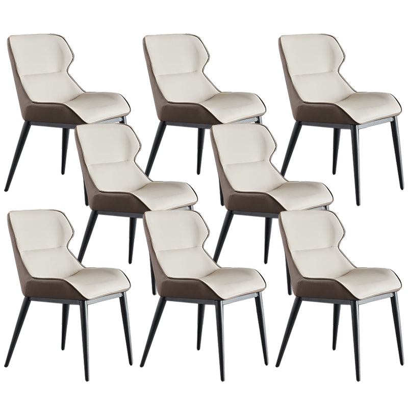Upholstered Dining Chair Faux Leather and Metal Dining Room Chair Beige Coffee 8 Piece Set Clearhalo 'Dining Chairs' 'Dining Tables & Seating' 'dining_chair' 'furn' 'furn_dining_chair' 'Furniture' 'Kitchen & Dining Furniture' 6104148