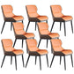 Upholstered Dining Chair Faux Leather and Metal Dining Room Chair Orange Brown 8 Piece Set Clearhalo 'Dining Chairs' 'Dining Tables & Seating' 'dining_chair' 'furn' 'furn_dining_chair' 'Furniture' 'Kitchen & Dining Furniture' 6104156