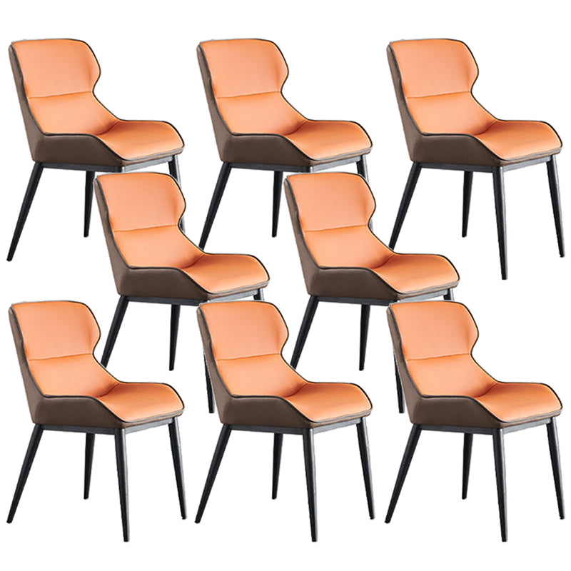 Upholstered Dining Chair Faux Leather and Metal Dining Room Chair Orange Brown 8 Piece Set Clearhalo 'Dining Chairs' 'Dining Tables & Seating' 'dining_chair' 'furn' 'furn_dining_chair' 'Furniture' 'Kitchen & Dining Furniture' 6104156