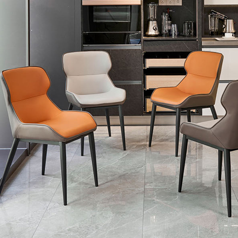 Upholstered Dining Chair Faux Leather and Metal Dining Room Chair Clearhalo 'Dining Chairs' 'Dining Tables & Seating' 'dining_chair' 'furn' 'furn_dining_chair' 'Furniture' 'Kitchen & Dining Furniture' 6104158