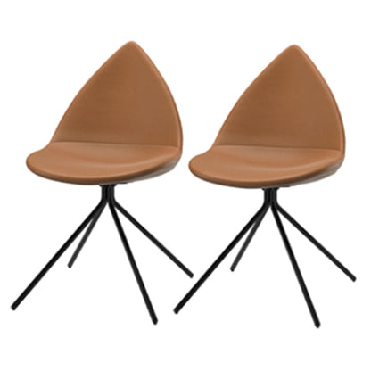 Contemporary Dining Room Chair Upholstered Side Dining Chairs Brown 2 Piece Set Clearhalo 'Dining Chairs' 'Dining Tables & Seating' 'dining_chair' 'furn' 'furn_dining_chair' 'Furniture' 'Kitchen & Dining Furniture' 6104187