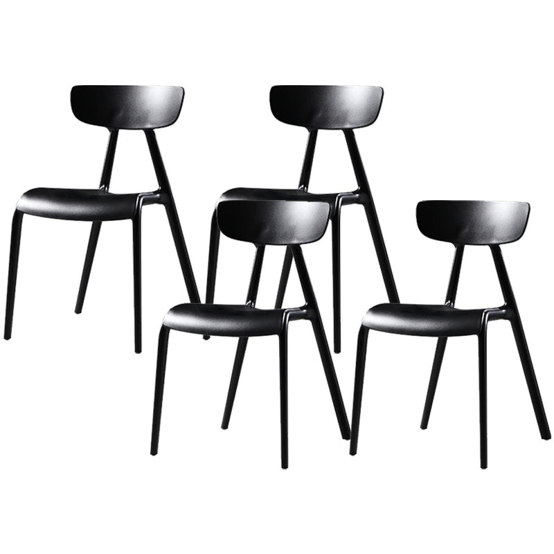 Nordic Open Back Side Chair Plastic Indoor Armless Chair for Dining Room Black 4 Piece Set Clearhalo 'Dining Chairs' 'Dining Tables & Seating' 'dining_chair' 'furn' 'furn_dining_chair' 'Furniture' 'Kitchen & Dining Furniture' 6104232