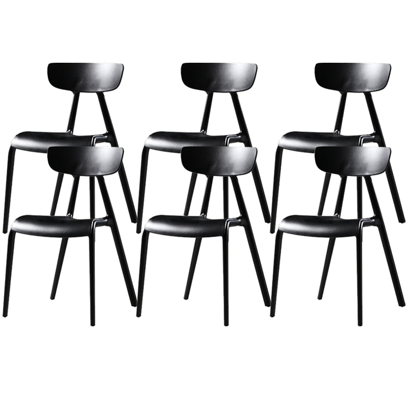 Nordic Open Back Side Chair Plastic Indoor Armless Chair for Dining Room Black 6 Piece Set Clearhalo 'Dining Chairs' 'Dining Tables & Seating' 'dining_chair' 'furn' 'furn_dining_chair' 'Furniture' 'Kitchen & Dining Furniture' 6104234