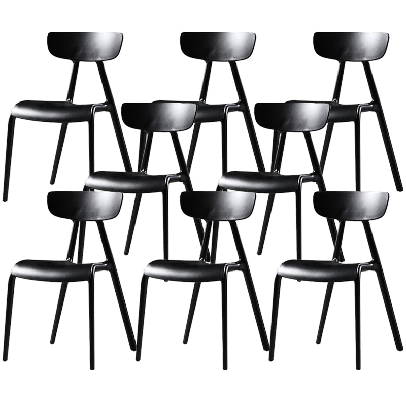 Nordic Open Back Side Chair Plastic Indoor Armless Chair for Dining Room Black 8 Piece Set Clearhalo 'Dining Chairs' 'Dining Tables & Seating' 'dining_chair' 'furn' 'furn_dining_chair' 'Furniture' 'Kitchen & Dining Furniture' 6104237