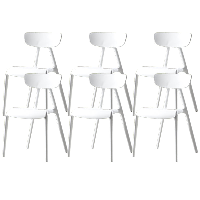 Nordic Open Back Side Chair Plastic Indoor Armless Chair for Dining Room White 6 Piece Set Clearhalo 'Dining Chairs' 'Dining Tables & Seating' 'dining_chair' 'furn' 'furn_dining_chair' 'Furniture' 'Kitchen & Dining Furniture' 6104244