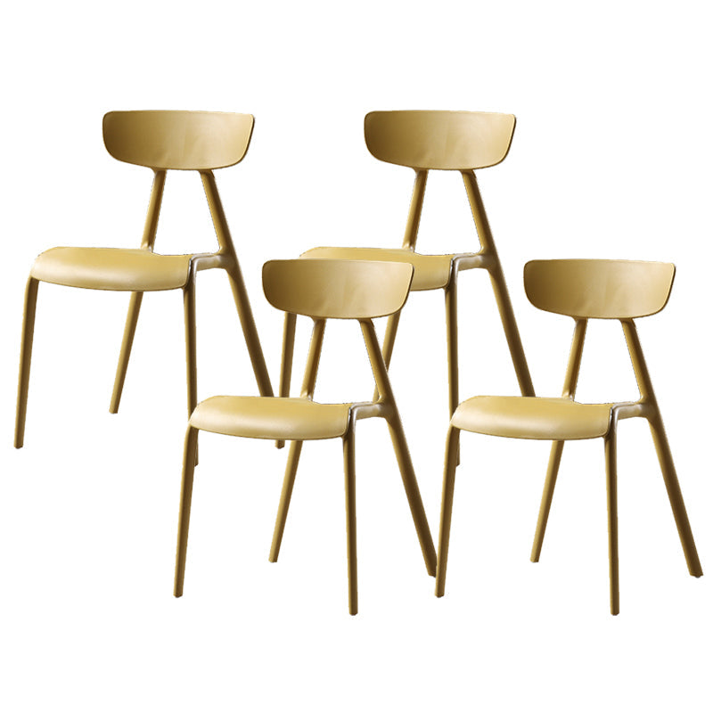 Nordic Open Back Side Chair Plastic Indoor Armless Chair for Dining Room Yellow 4 Piece Set Clearhalo 'Dining Chairs' 'Dining Tables & Seating' 'dining_chair' 'furn' 'furn_dining_chair' 'Furniture' 'Kitchen & Dining Furniture' 6104252