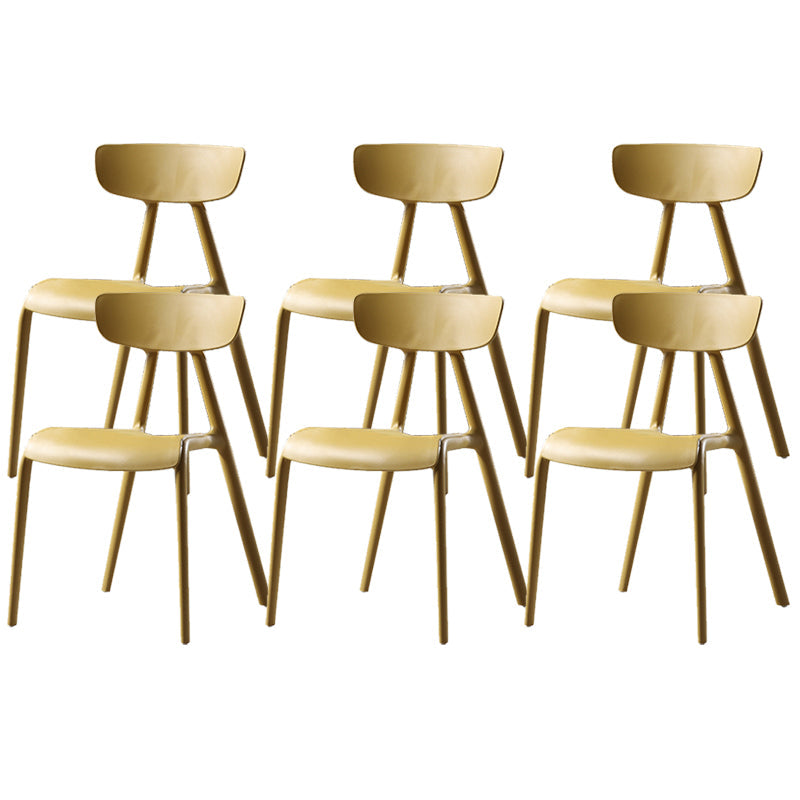 Nordic Open Back Side Chair Plastic Indoor Armless Chair for Dining Room Yellow 6 Piece Set Clearhalo 'Dining Chairs' 'Dining Tables & Seating' 'dining_chair' 'furn' 'furn_dining_chair' 'Furniture' 'Kitchen & Dining Furniture' 6104255