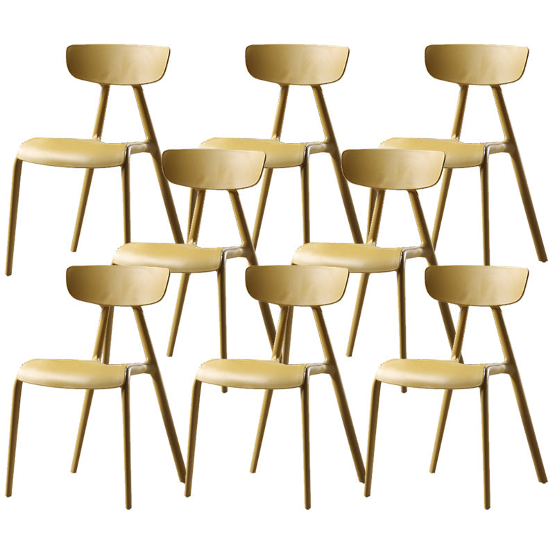 Nordic Open Back Side Chair Plastic Indoor Armless Chair for Dining Room Yellow 8 Piece Set Clearhalo 'Dining Chairs' 'Dining Tables & Seating' 'dining_chair' 'furn' 'furn_dining_chair' 'Furniture' 'Kitchen & Dining Furniture' 6104256
