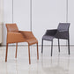 Sillas de comedor de brazo de cuero sintética y silla lateral gris oscuro