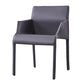 Sillas de comedor de brazo de cuero sintética y silla lateral gris oscuro