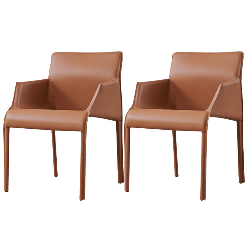 Sillas de comedor de brazo de cuero sintética y silla lateral gris oscuro