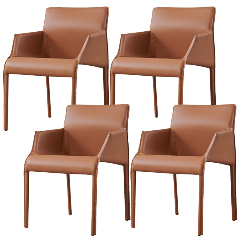 Sillas de comedor de brazo de cuero sintética y silla lateral gris oscuro