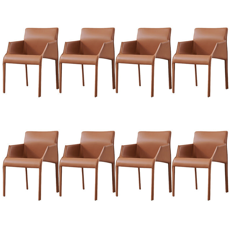 Sillas de comedor de brazo de cuero sintética y silla lateral gris oscuro