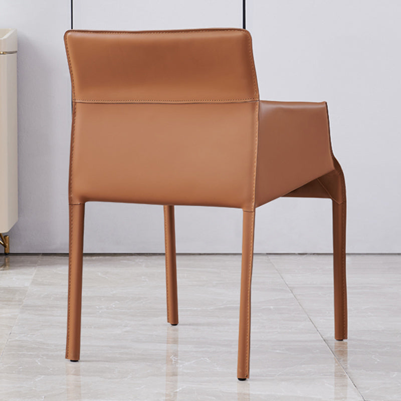 Sillas de comedor de brazo de cuero sintética y silla lateral gris oscuro