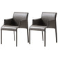 Contemporary Arm Dining Chairs Faux Leather Low Back Side Chair Dark Gray 2 Piece Set Clearhalo 'Dining Chairs' 'Dining Tables & Seating' 'dining_chair' 'furn' 'furn_dining_chair' 'Furniture' 'Kitchen & Dining Furniture' 6104309