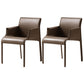 Contemporary Arm Dining Chairs Faux Leather Low Back Side Chair Coffee 2 Piece Set Clearhalo 'Dining Chairs' 'Dining Tables & Seating' 'dining_chair' 'furn' 'furn_dining_chair' 'Furniture' 'Kitchen & Dining Furniture' 6104319
