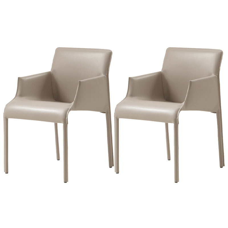 Contemporary Arm Dining Chairs Faux Leather Low Back Side Chair Beige 2 Piece Set Clearhalo 'Dining Chairs' 'Dining Tables & Seating' 'dining_chair' 'furn' 'furn_dining_chair' 'Furniture' 'Kitchen & Dining Furniture' 6104330