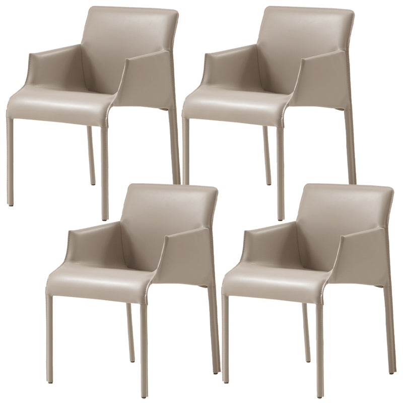 Contemporary Arm Dining Chairs Faux Leather Low Back Side Chair Beige 4 Piece Set Clearhalo 'Dining Chairs' 'Dining Tables & Seating' 'dining_chair' 'furn' 'furn_dining_chair' 'Furniture' 'Kitchen & Dining Furniture' 6104331