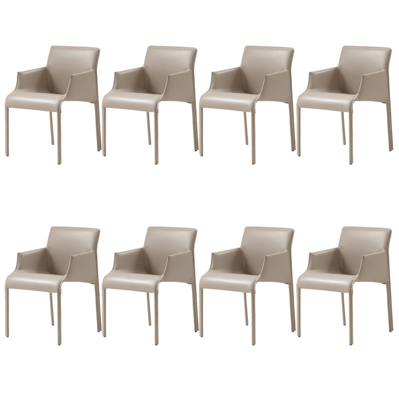 Contemporary Arm Dining Chairs Faux Leather Low Back Side Chair Beige 8 Piece Set Clearhalo 'Dining Chairs' 'Dining Tables & Seating' 'dining_chair' 'furn' 'furn_dining_chair' 'Furniture' 'Kitchen & Dining Furniture' 6104333